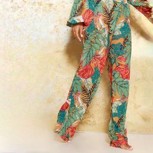 Pretty Little Thing Orange Bib Leaf Sheer Pants